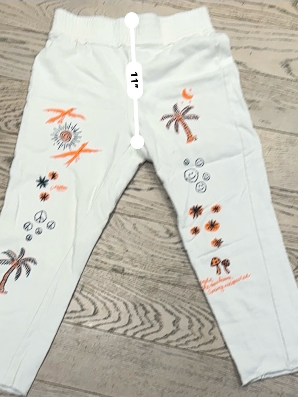 Mother Womens Cream Graphic Cotton Lounge Sweatpants Palm Tree Smiley Cozy Small - Picture 10 of 12
